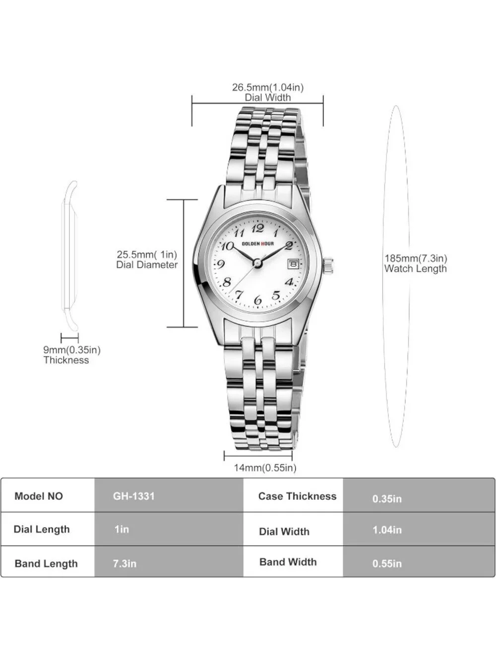 Women's Silver Analog Quartz Stainless Steel Band Easy Reader Bracelet Watch